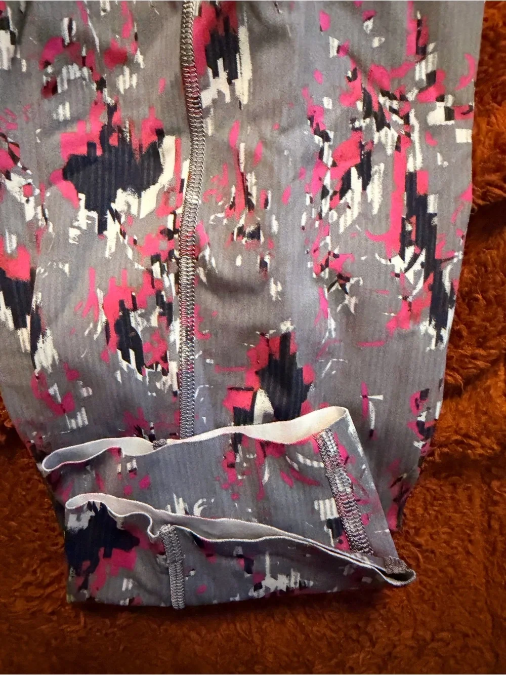 lululemon athletica Gray Leggings with Pink and Navy Abstract Print
